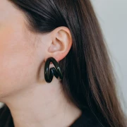 Pendientes de aro doble 35,5 mm resina - Verde oscuro x2