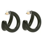 Pendientes de aro doble 35,5 mm resina - Verde oscuro x2