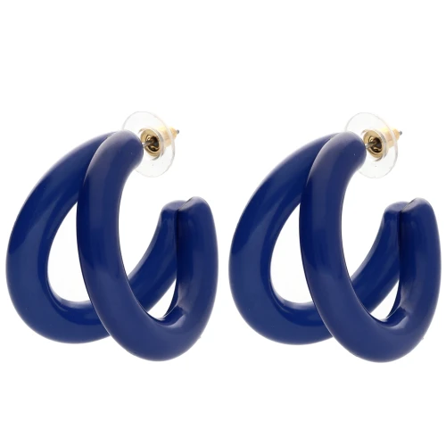 Pendientes de aro doble 35,5 mm resina - Azul oscuro x2