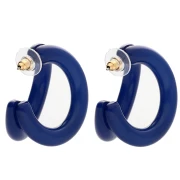 Pendientes de aro doble 35,5 mm resina - Azul oscuro x2