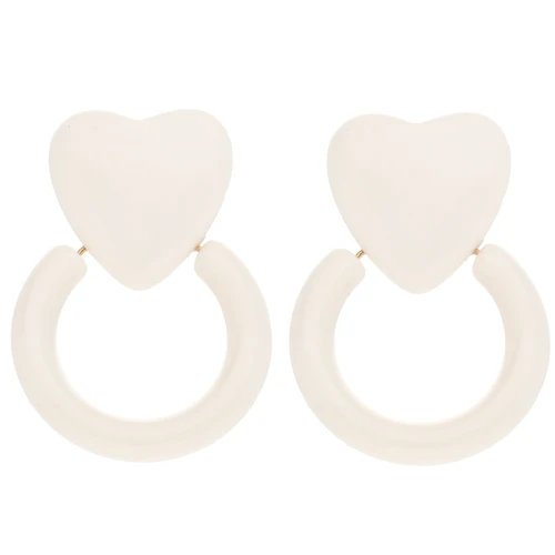 Pendientes corazón y aro de resina 49x35 mm - Crudo x2
