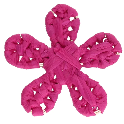 Colgante flor rafia 31 mm - Fuschia x1