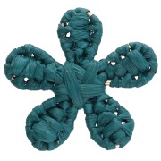 Colgante flor rafia 31 mm - Azul pato x1