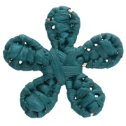 Colgante flor rafia 31 mm - Azul pato x1