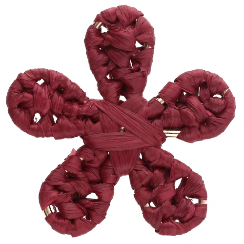 Colgante flor rafia 31 mm - Burdeos x1