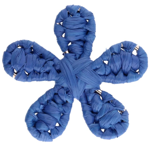 Colgante flor de rafia 31 mm - Azul Real x1