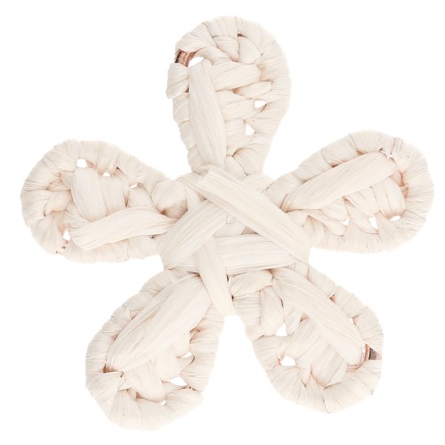 Colgante flor rafia 31 mm - Crudo x1