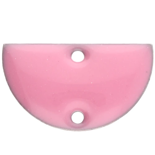 Separadores metálicos - media luna - 2 agujeros resina epoxi 10x17 mm - Rosa x6