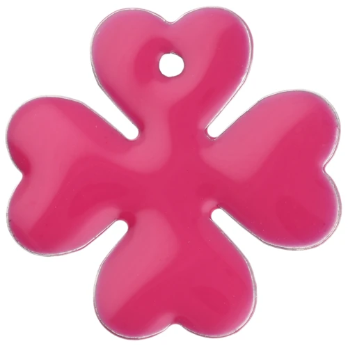 Lentejuela de trébol de metal y resina epoxi 16 mm - Rosa fluorescente x4