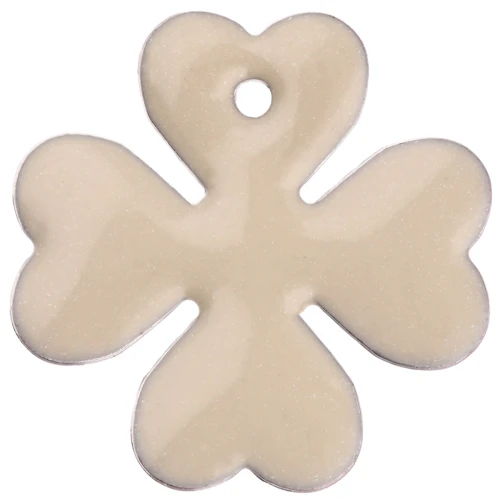 Lentejuela trébol metal y resina epoxi 16 mm - Crema x4