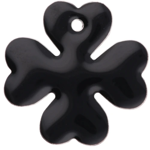 Lentejuelas de trébol de metal y resina epoxi 16 mm - Negro x4