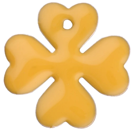 Lentejuela de trébol de metal y resina epoxi 16 mm - Amarillo x4
