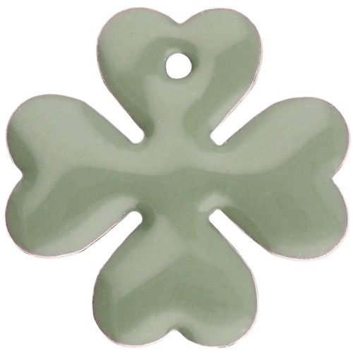 Lentejuelas Trébol 16 mm Metal y Epoxy - Verde Jade x4