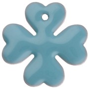 Lentejuela de trébol de metal y resina epoxi 16 mm - Azul claro x4