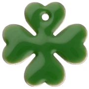Lentejuela de trébol de metal y resina epoxi 16 mm - Verde x4