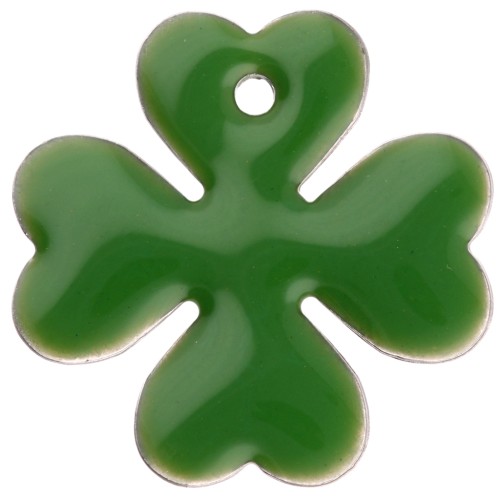 Lentejuela de trébol de metal y resina epoxi 16 mm - Verde x4