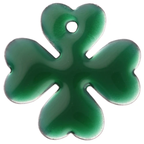 Lentejuela de trébol de metal y resina epoxi 16 mm - Verde abeto x4