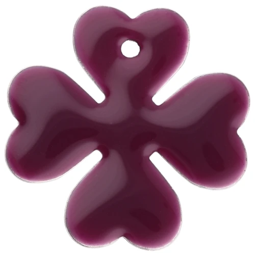 Lentejuela de trébol de metal y resina epoxi 16 mm - Violeta x4