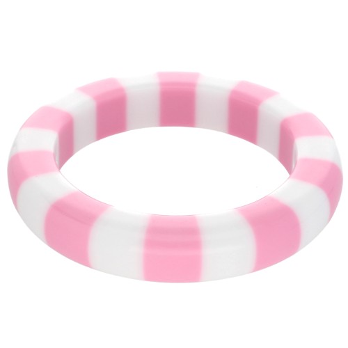 Pulsera de cuentas de resina opaca de 66 mm de grosor - Blanco - Rosa x1