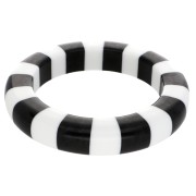 Pulsera de cuentas de resina opaca de 66 mm de grosor - Blanco - Negro x1