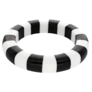 Pulsera de cuentas de resina opaca de 66 mm de grosor - Blanco - Negro x1