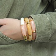 Cuentas tubo curvadas 35x11 mm en acrílico opaco - Plata x6