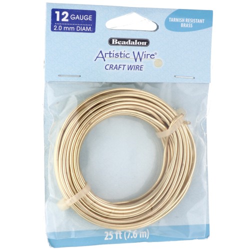 Hilo de latón Artistic Wire de 2 mm - sin tratar, con protección antideslustre, 7,6 m