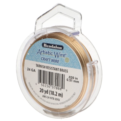 Hilo de latón Artistic Wire de 0,51 mm - sin tratar, con protección antioxido x 18,2 m