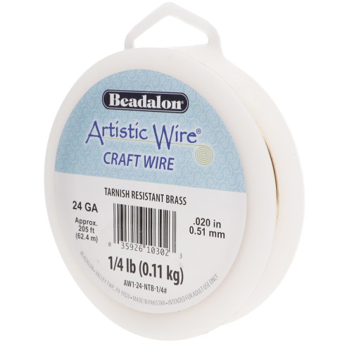 Hilo de latón Artistic Wire de 0,51 mm - sin pulir, con tratamiento antioxido x 62,4 m