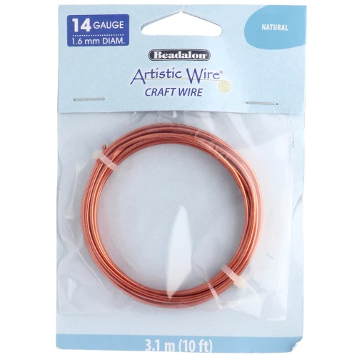 Hilo de cobre redondo de 1,6 mm Artistic Wire - Natural, resistente al deslustre x3.1m
