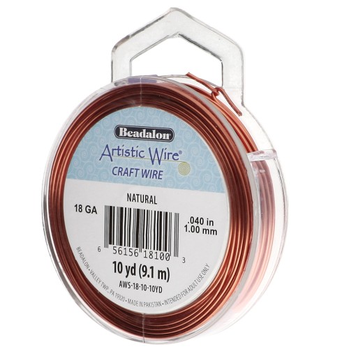 Artistic Wire Alambre de cobre redondo de 1 mm - Natural x9,1m