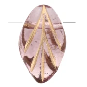 Cuentas de vidrio 11x7 mm - Amatista clara - Oro x10