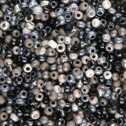 Cuentas de Rocalla Preciosa 11/0 de 2 mm - Surtido Plateado, negro y blanco x 20 g