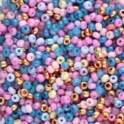 Cuentas de Rocalla Preciosa 11/0 2 mm - Mezcla multicolor: rosa, dorado y azul x 20 g