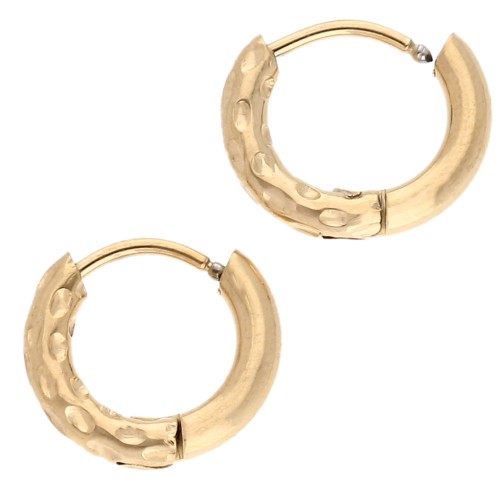 Aro redondo martillado reversible 13 mm 2,5 mm alambre de acero inoxidable 316L y chapado en oro 201 x2