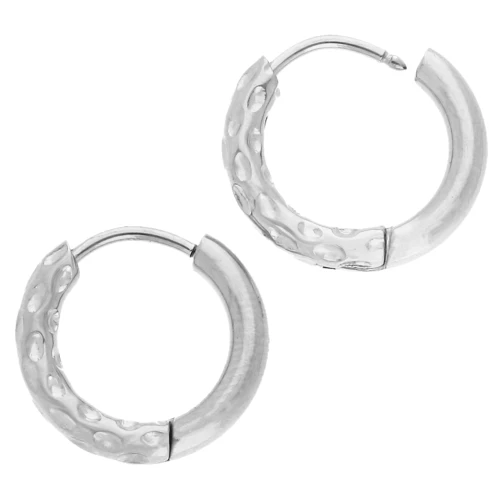 Aro redondo martillado reversible 15 mm - alambre de 2,5 mm - acero inoxidable 316L y 201 x2