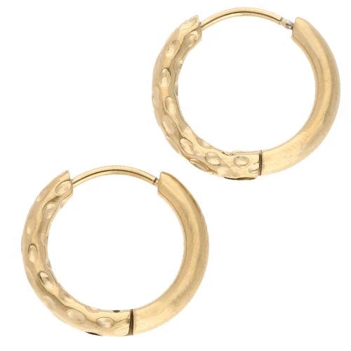 Aro redondo martillado reversible 17 mm 2,5 mm alambre de acero inoxidable 316L y chapado en oro 201 x2