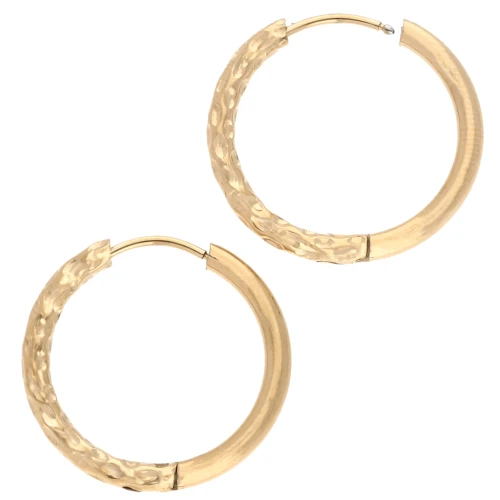 Aro redondo martillado reversible de 23 mm e hilo de 2,5 mm Acero inoxidable 316L y chapado en oro 201 x2