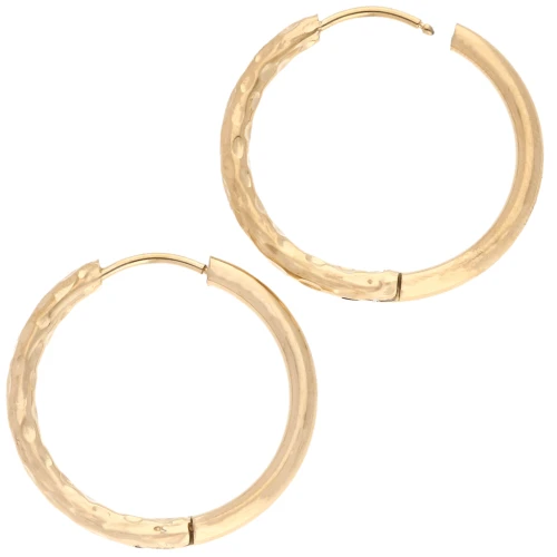 Aro redondo martillado reversible 25 mm 2,5 mm de alambre Acero inoxidable 316L y chapado en oro 201 x2