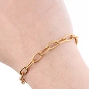 Cadena de eslabones ovalados Forçat 6,3 mm - Acero inoxidable 316L Oro x50cm