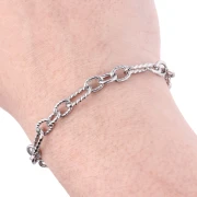 Cadena de fantasía alternada cepillada y retorcida de 6 mm - Acero inoxidable 304 x50cm