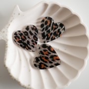 Colgante Corazón de Acetato 31x32 mm - Glitter Leopardo Negro - Naranja x1