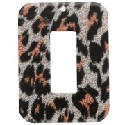 Colgante Acrílico Rectángulo Hueco 40x30 mm - Leopardo Negro Purpurina - Naranja