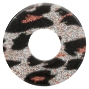 Colgante Donuts de acetato de 20 mm - Purpurina de leopardo negro - Naranja x1
