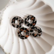 Colgante Donuts de acetato de 20 mm - Purpurina de leopardo negro - Naranja x1