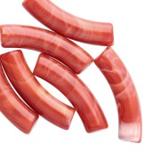 Abalorios tubulares curvados 32x8 mm en acrílico opaco - Terracota jaspeado x6