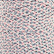 Cordón de algodón trenzado de 2,5 mm - made in France - Rosa claro - Gris x100m