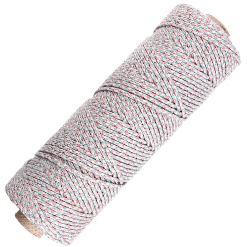 Cordón de algodón trenzado de 2,5 mm - made in France - Multi Azul - Oro rosa x100m