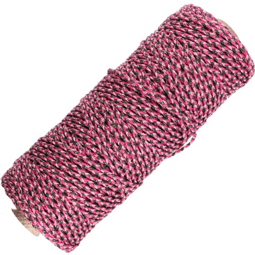 Cordón de algodón trenzado 3 mm - made in France - Multi rosa - Gris x100m