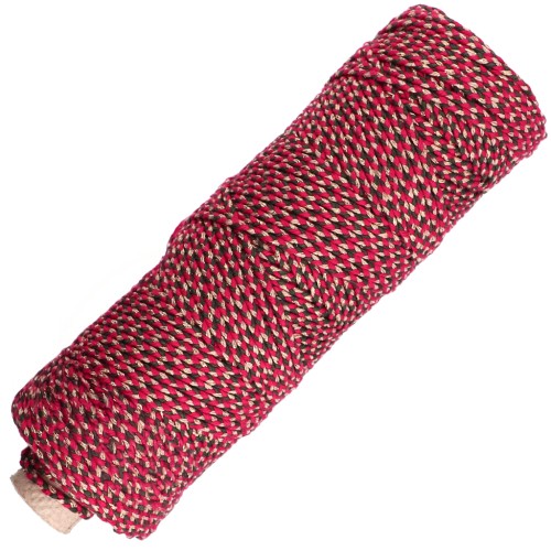 Bobina de cordón de algodón trenzado de 2,5 mm — Fabricado en Francia — Rojo — Verde × 100 m